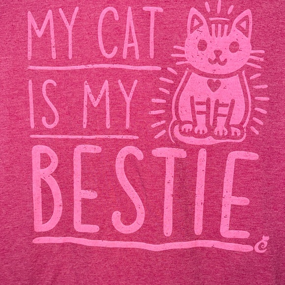 Cat Lady Bestie  Pink Cat Graphic Tee - Picture 3 of 4